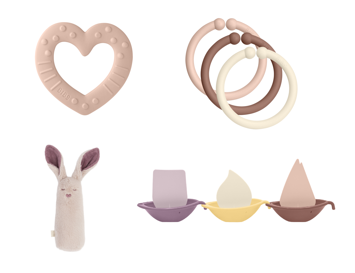 BIBS - Toy Bundle - Både, Rangle, Ringe & Bitie Heart