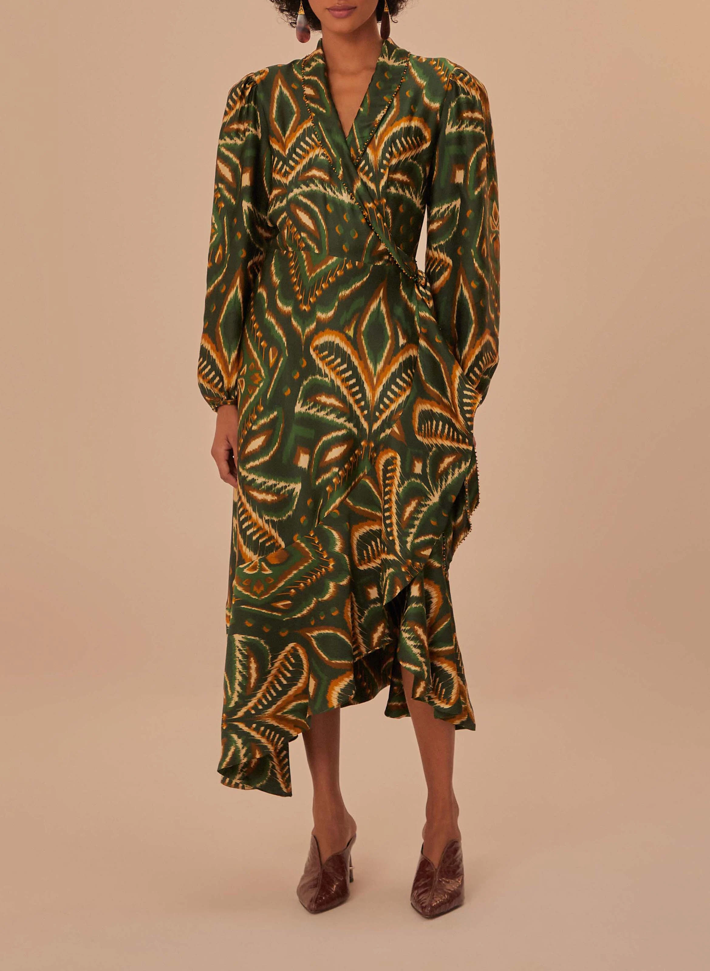Robe longue imprimée | Vert