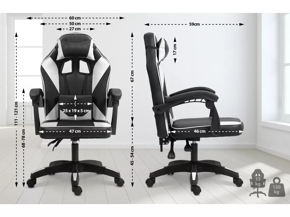 Chaise de bureau - Plastique & Plastique - Noir / Blanc - Orkney