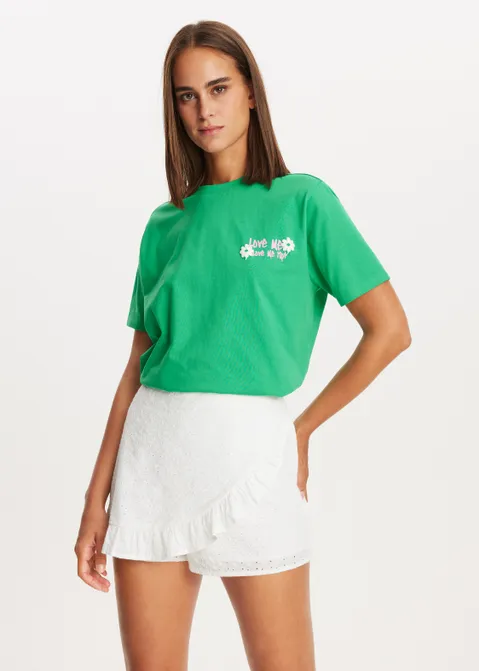 T-shirt met print love me groen (GRN)