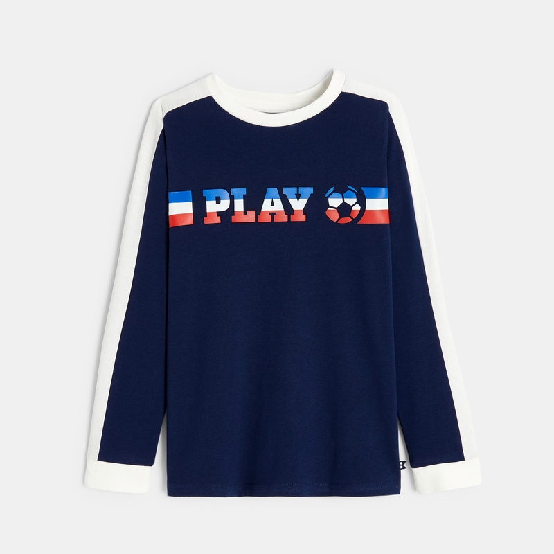 T-shirt manches longues foot bleu garçon