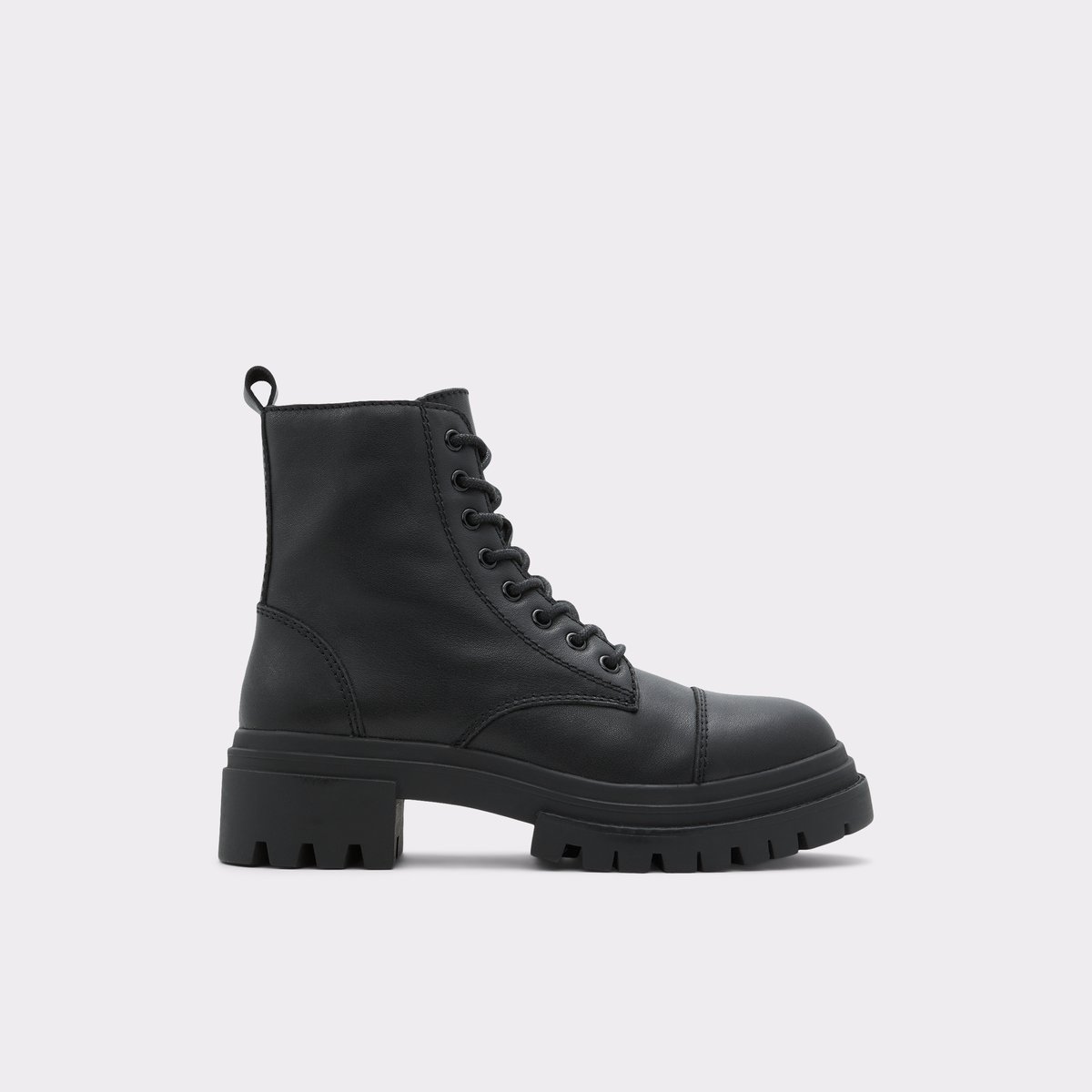Bigmark Black Leather Smooth Women Combat boots