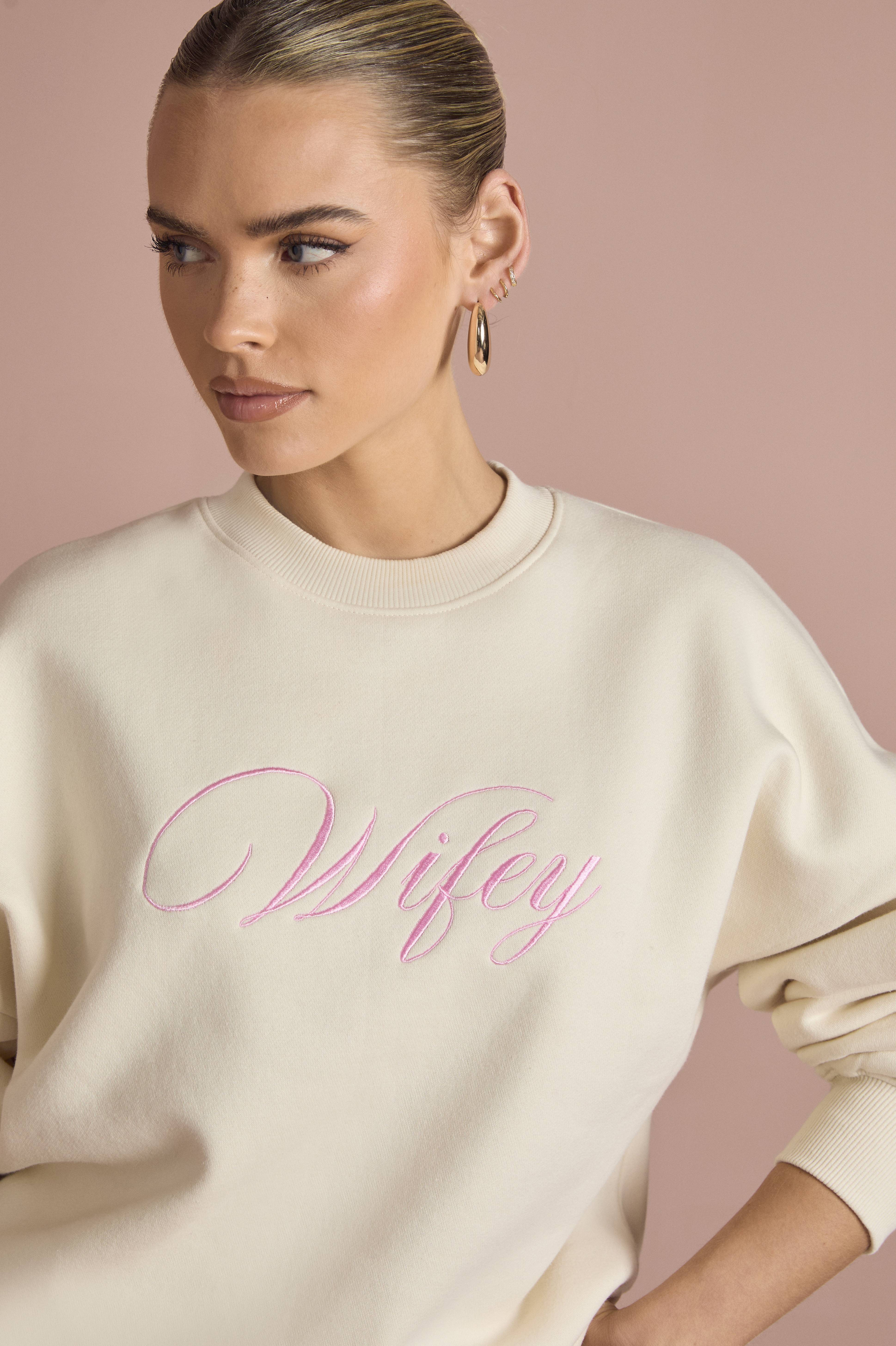boohoo Sweatshirt de Mariée Oversize Brodé 