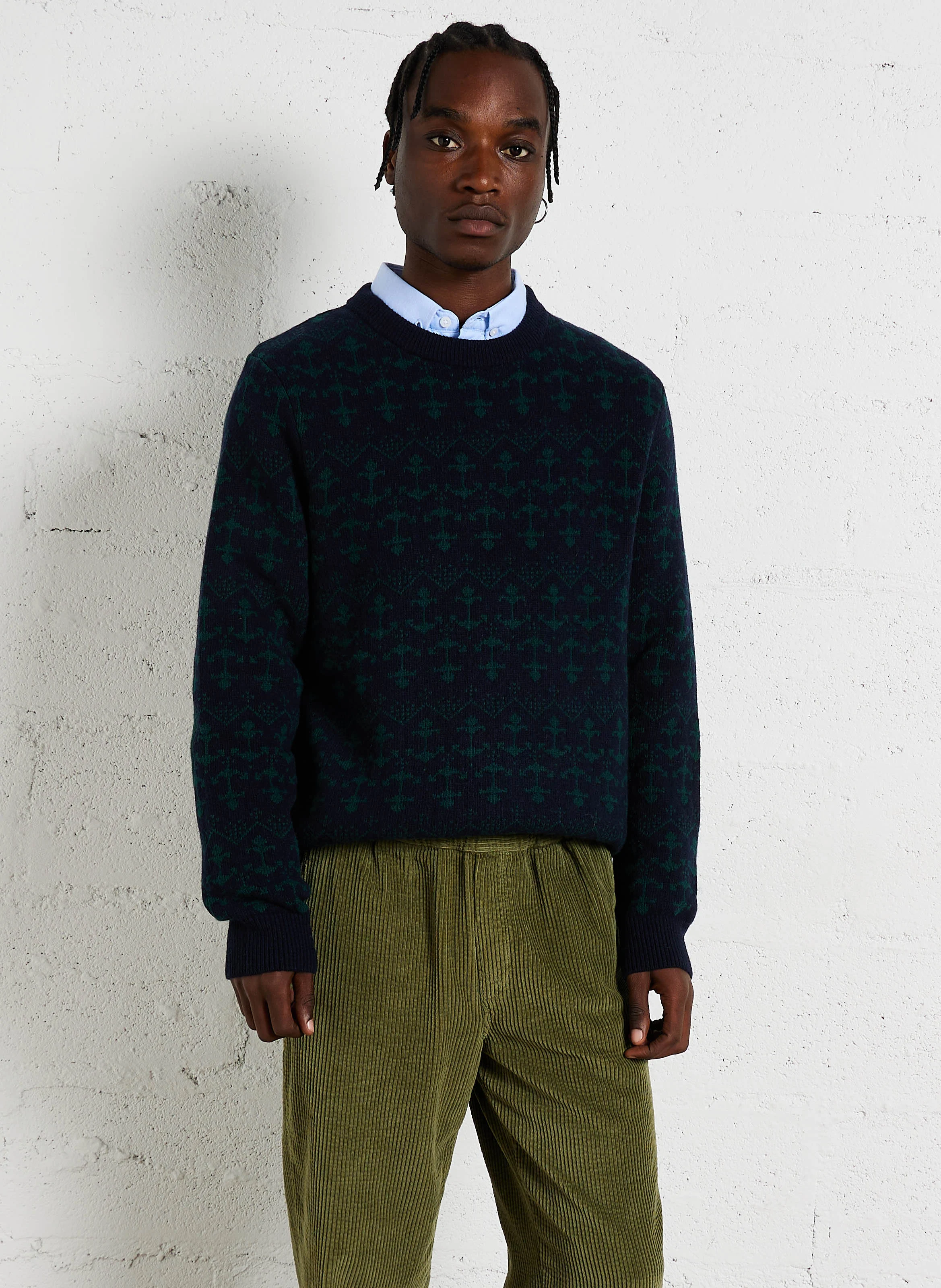 Pull droit col rond en laine mélangée | Multicolore