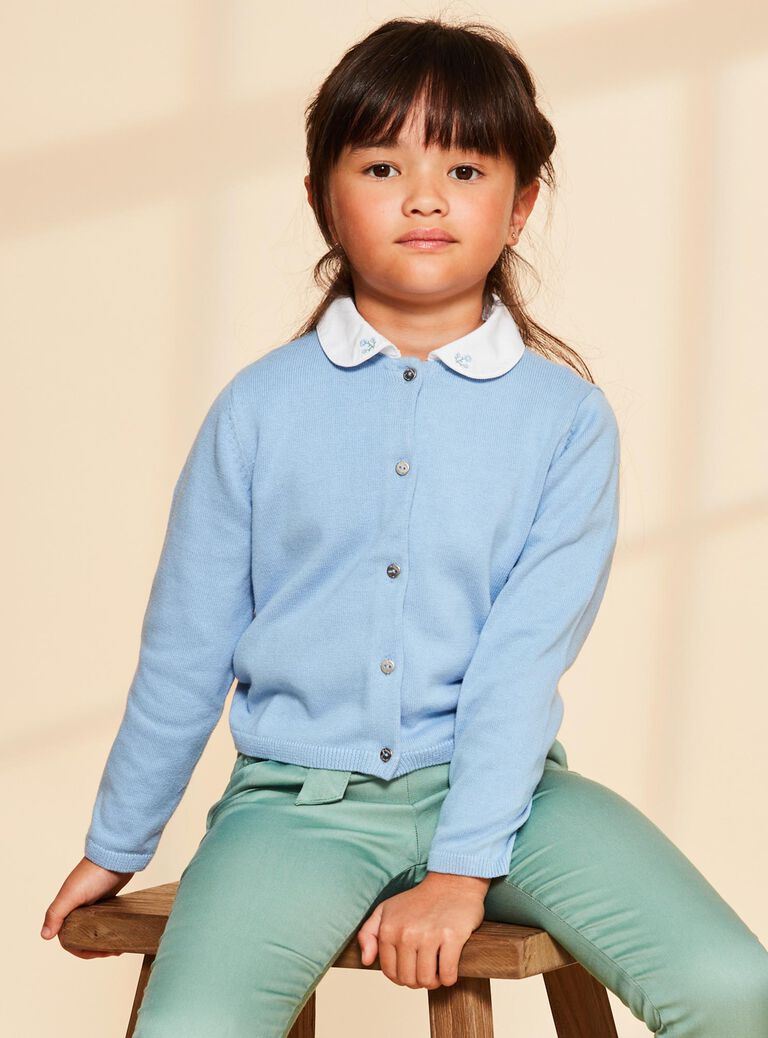 Cardigan bleu en coton