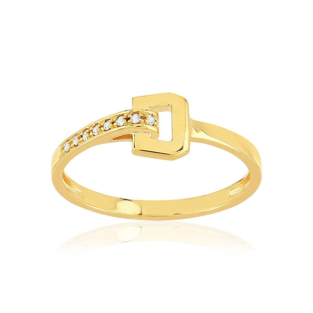 Bague or recyclé 750 jaune boucle et demi-tour diamants