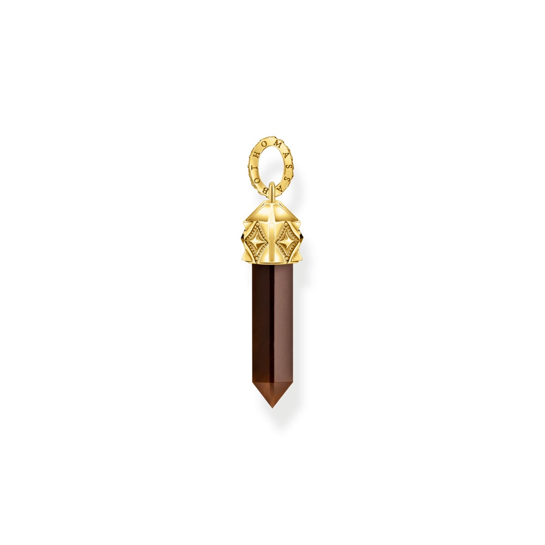 Thomas Sabo Rebel Crystal Anhänger rotes Tigerauge in Kristallform vergoldet