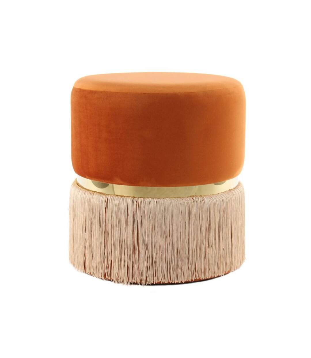 Paris Prix - Pouf Rond Bicolore rebecca 44cm Orange & Champagne