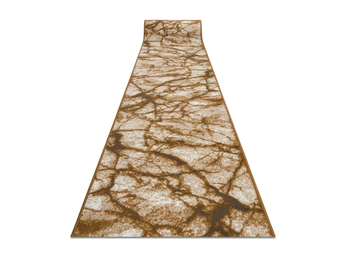 TAPIS DE COULOIR BCF MORAD Marmur Marbre beige / or gris 60x1350 cm