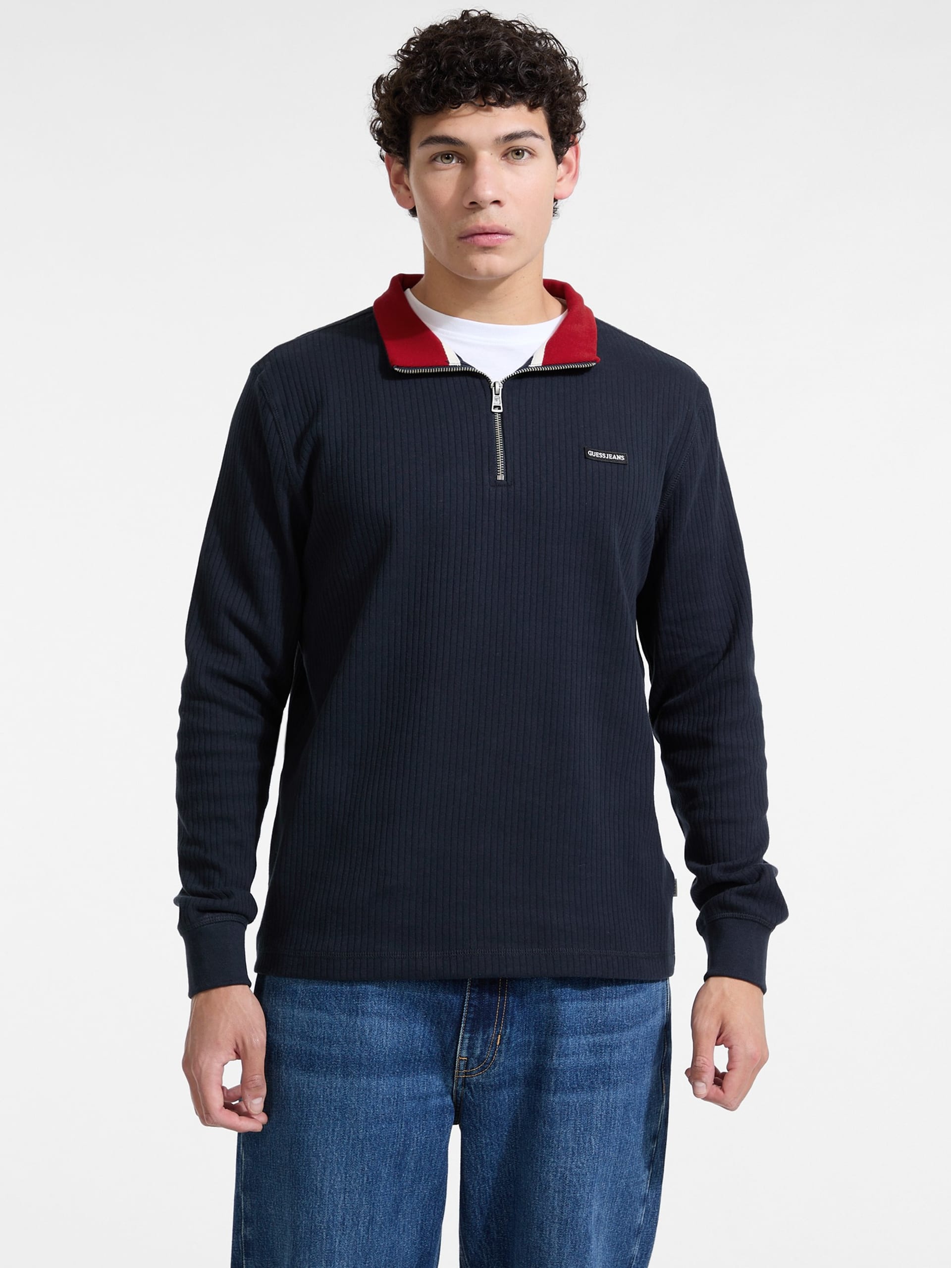Blusa canelada com zíper até o peito