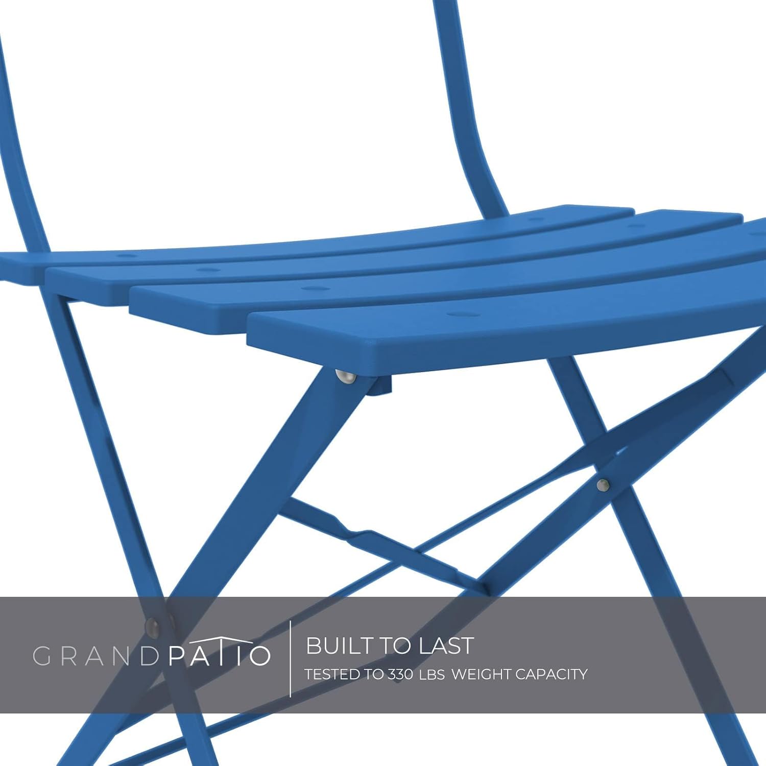 Grand patio Bistro Set 3 Stück, Gartenmöbel Set, Sitzgruppe 2 Stühle und 1 Tisch, Premium Stahl, Klappbar, Balkonset für Hof, Garten, draussen (Pfauenblau#1)