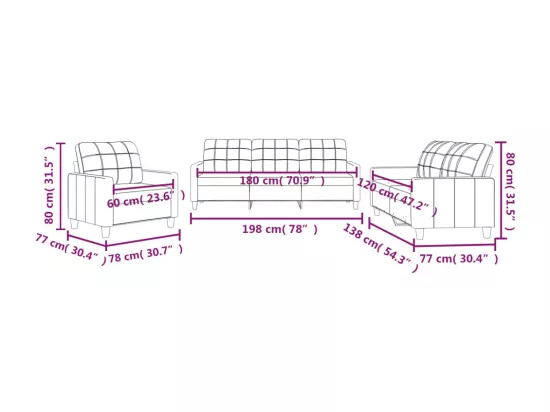 Ensemble de canapés 3 pcs avec coussins Noir Similicuir