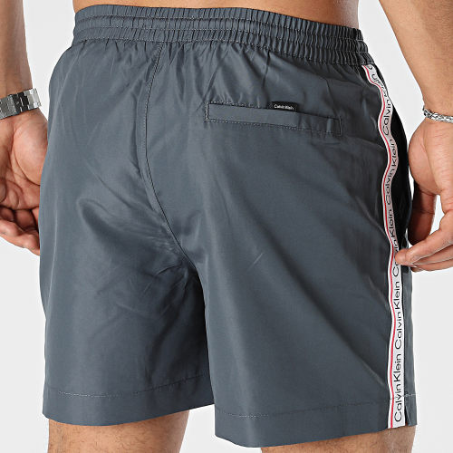 Short De Bain A Bandes Medium Drawstring 0810 Gris Anthracite