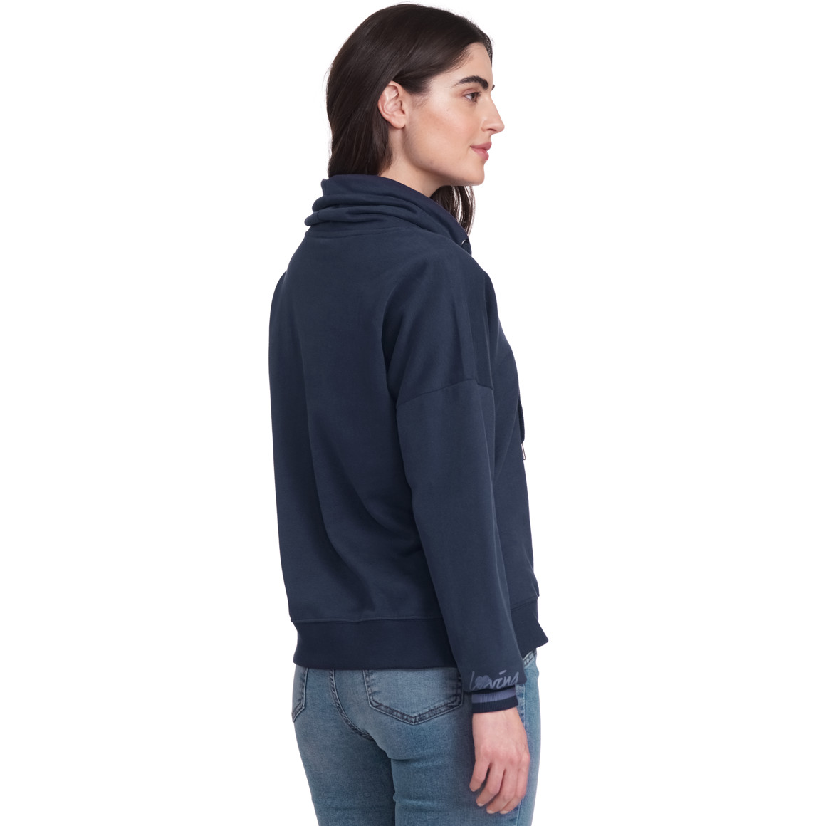 Gina Damen Sweatshirt mit Pailletten dunkelblau