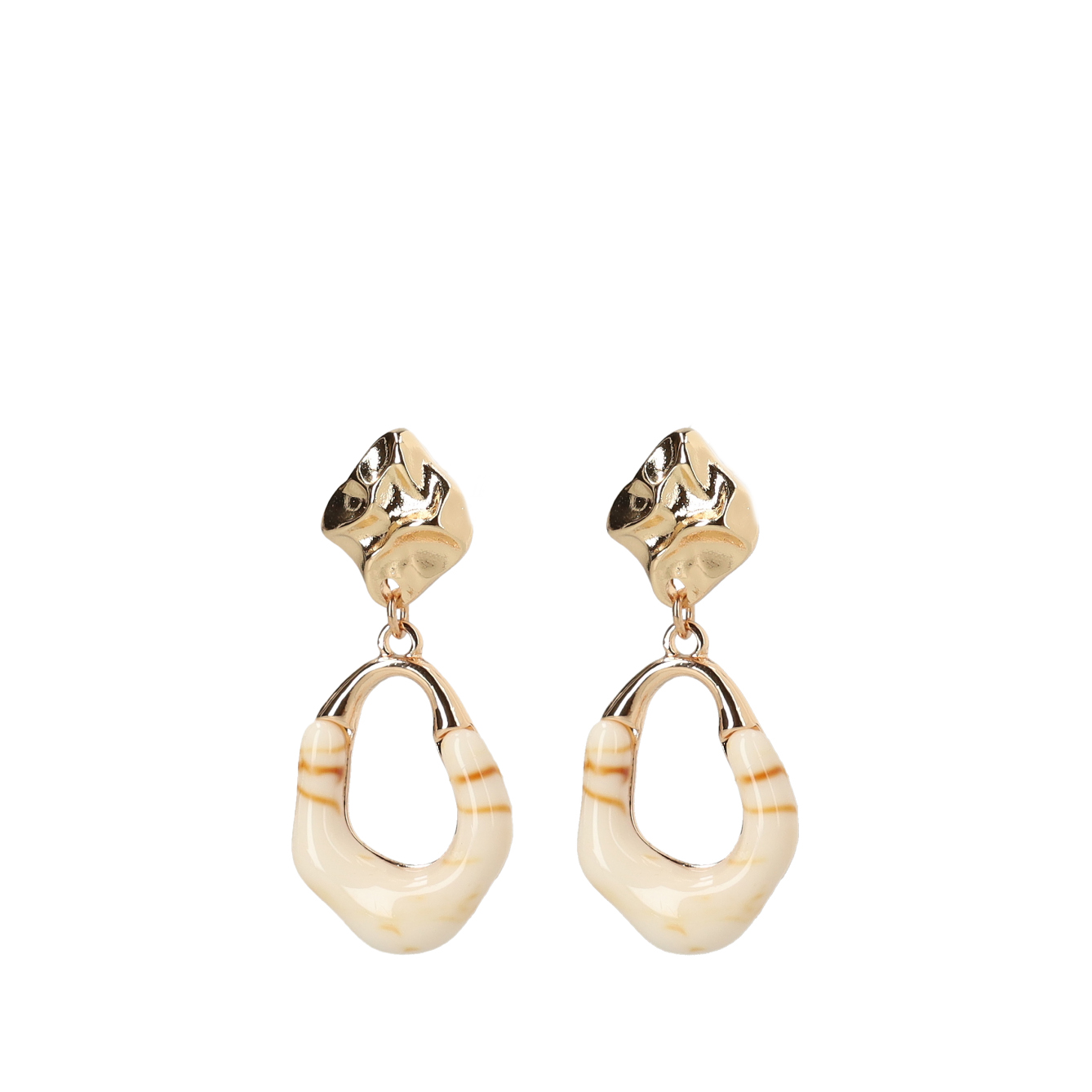 Goudkleurige oorbellen met beige details