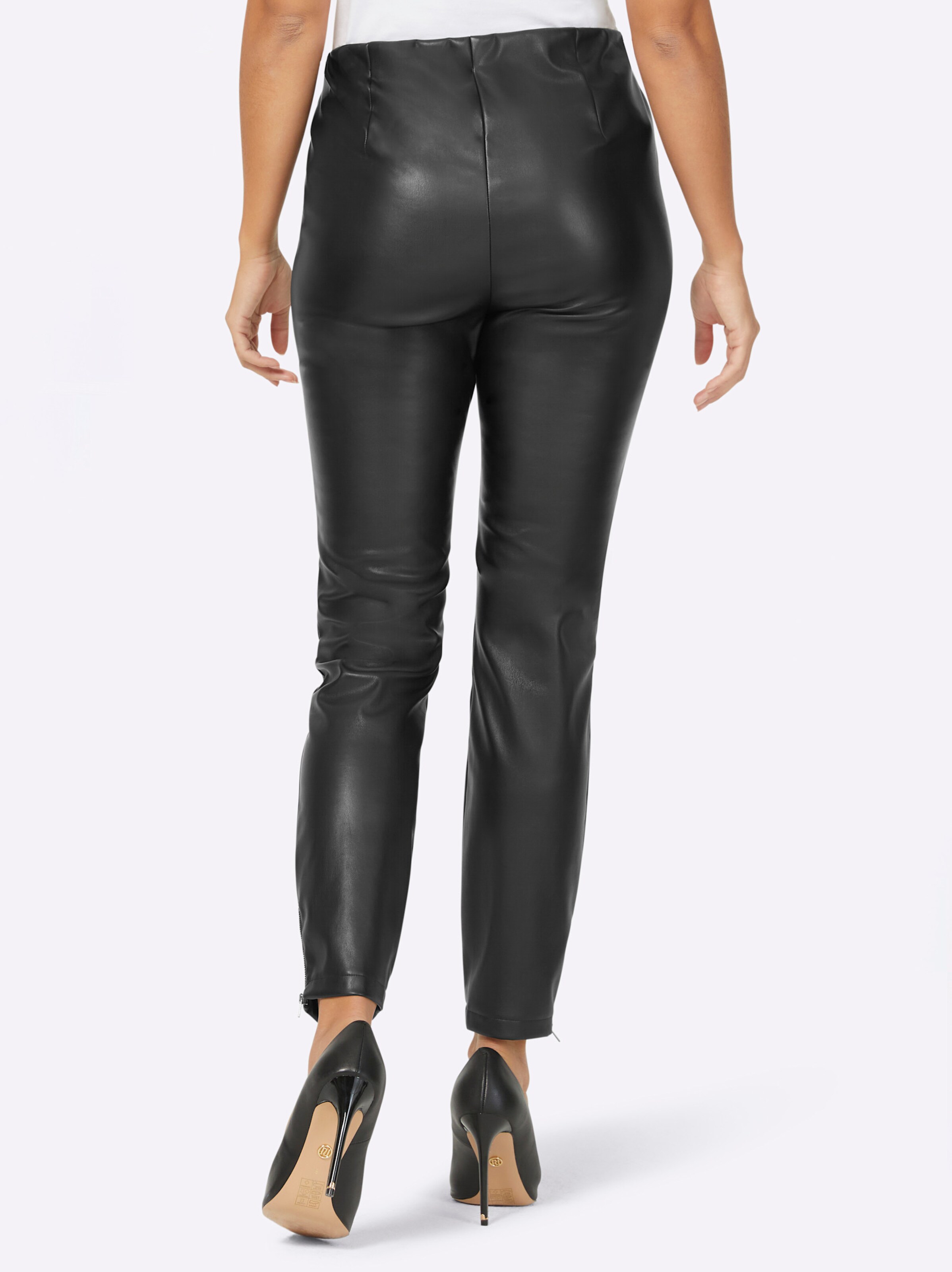 Lederimitat-Hose in schwarz