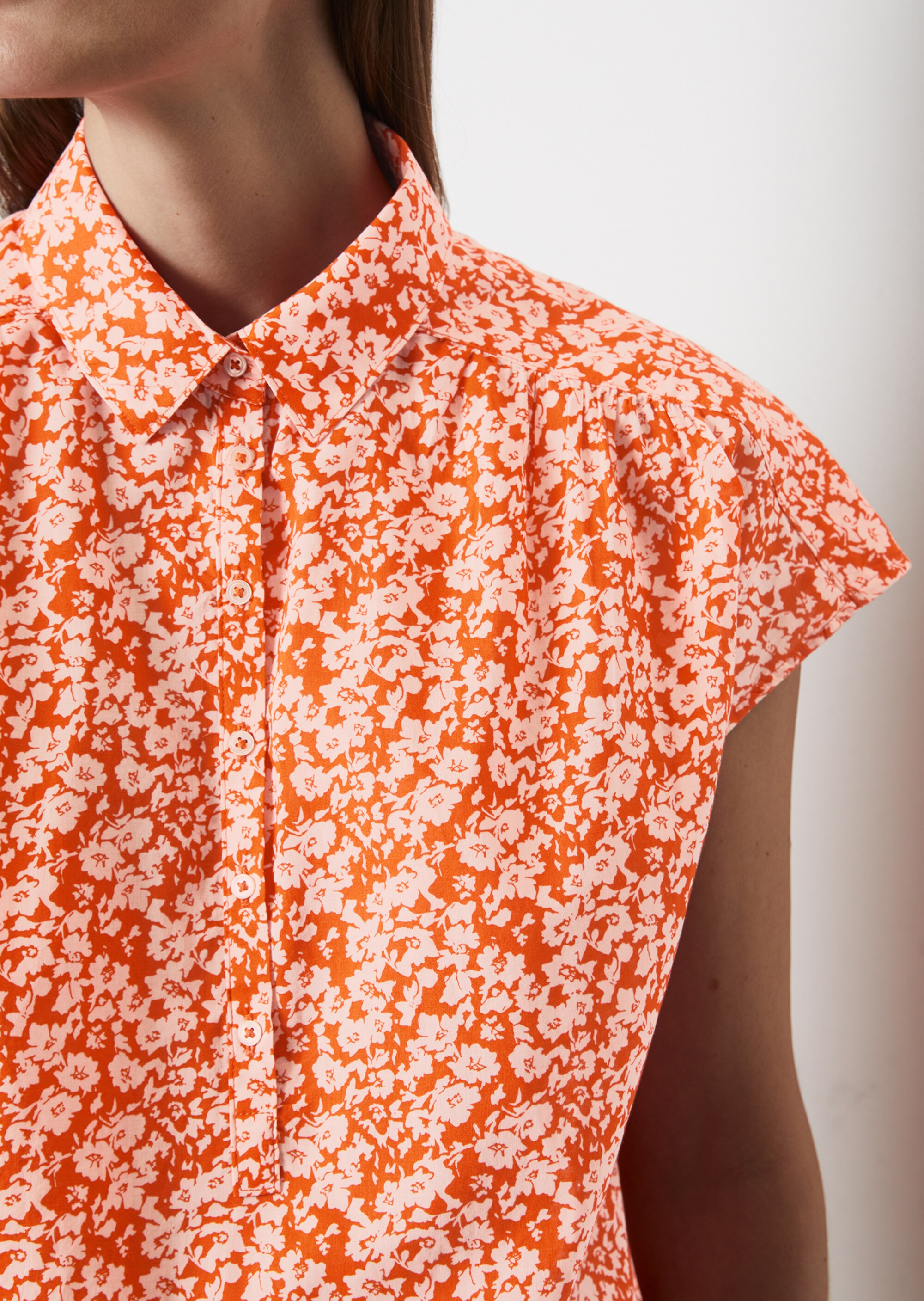 Kurzarm-Bluse regularaus Silky-Touch-Baumwolle