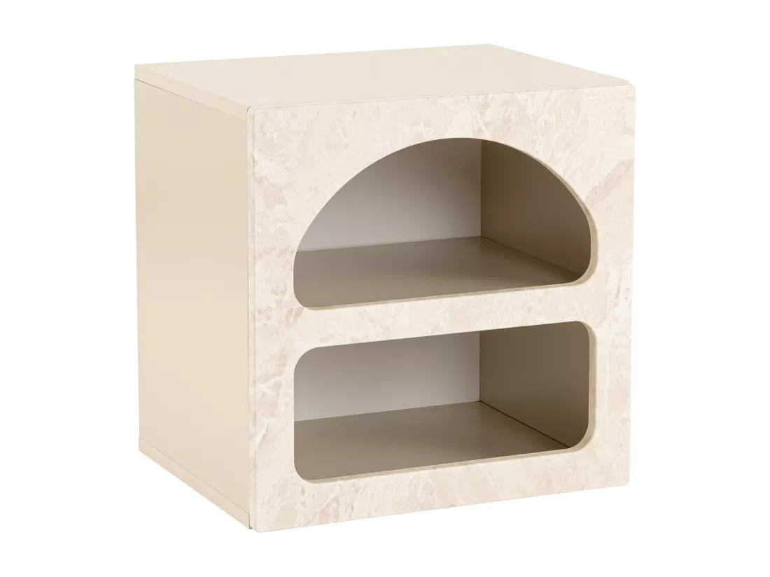 Table de chevet avec rangements - Beige effet marbre - LUELA
