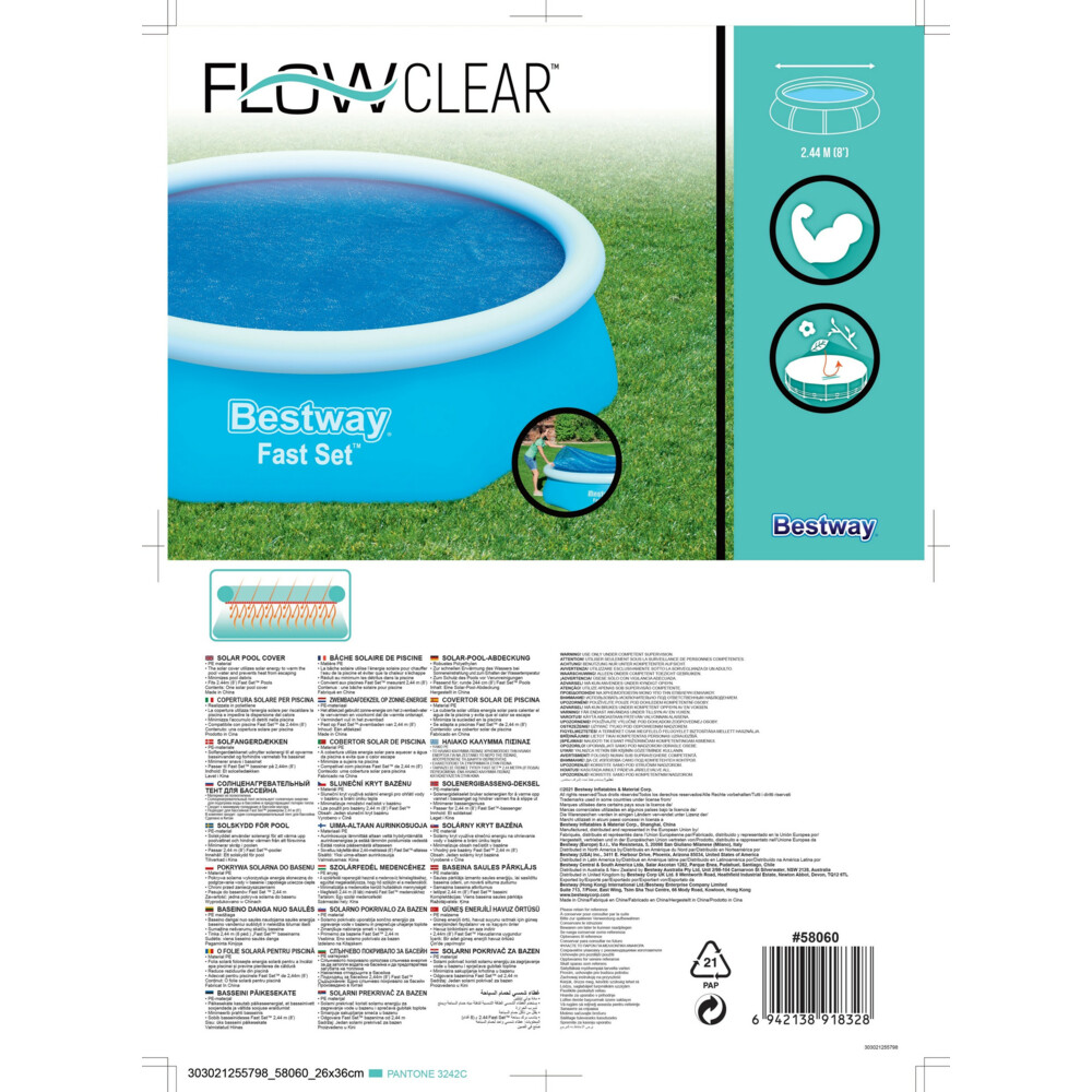 Bestway Zomerkleed Solar Rond 80 Microns Blauw 244 cm
