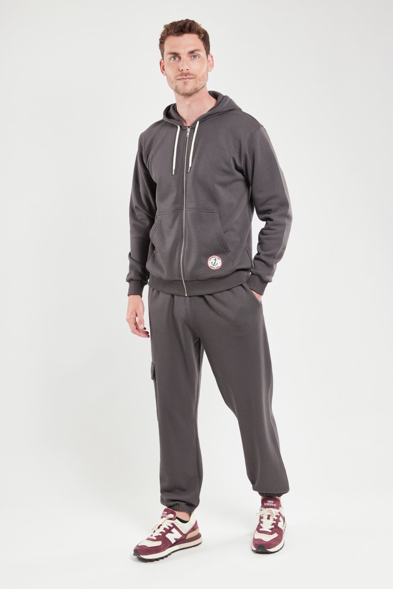 Sweat zippé à capuche - coton
