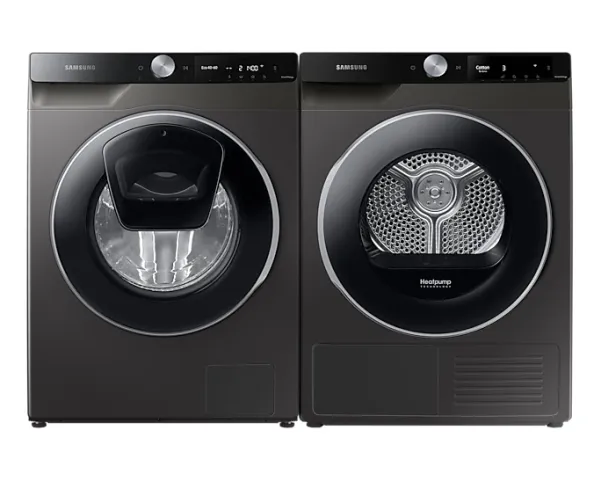 Samsung DV6000T, Fritstående, Front-læsning, Varmepumpe, Sølv, Sort, 115 L