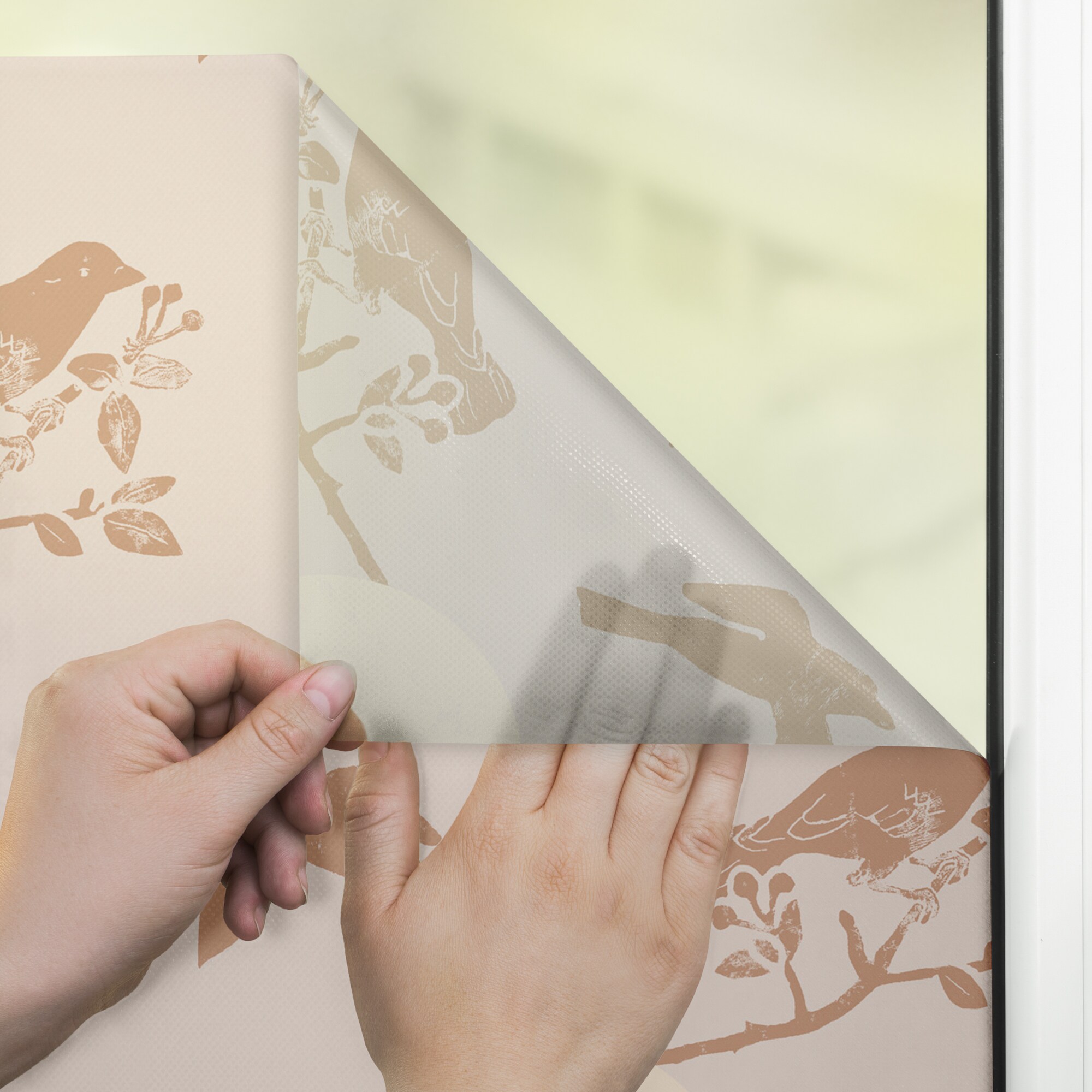 Lichtblick Fensterfolie selbstklebend, Sichtschutz, Moon Birds - Beige