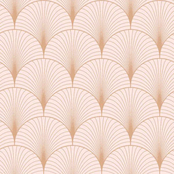 Estahome Art Deco Motief Behang II - 0,53 x 10,05 m - Roze / Roségoud