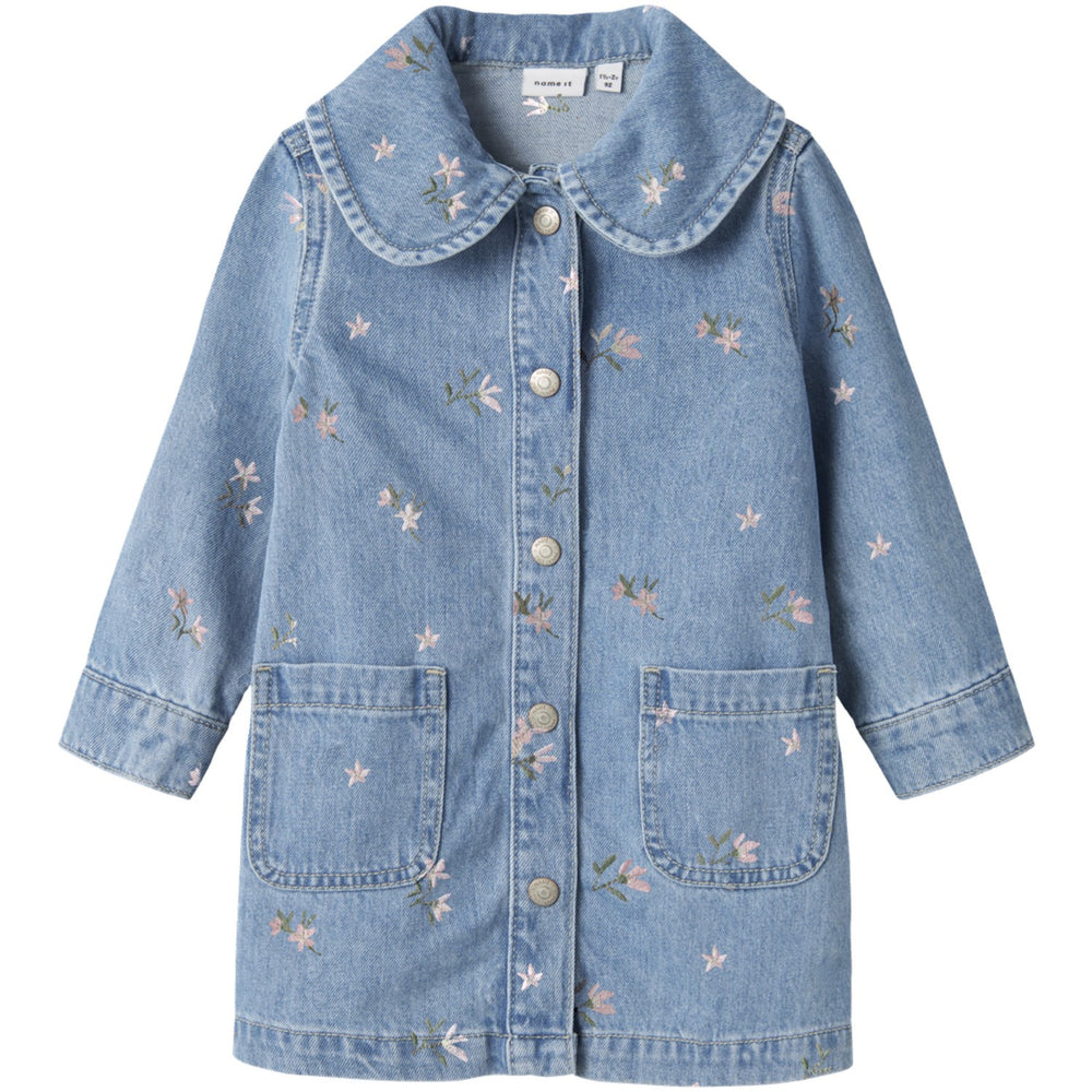 Køb Name It Light Blue Denim Flower Emb Nmfpiper Ls Dnm Kjole 3614-Za