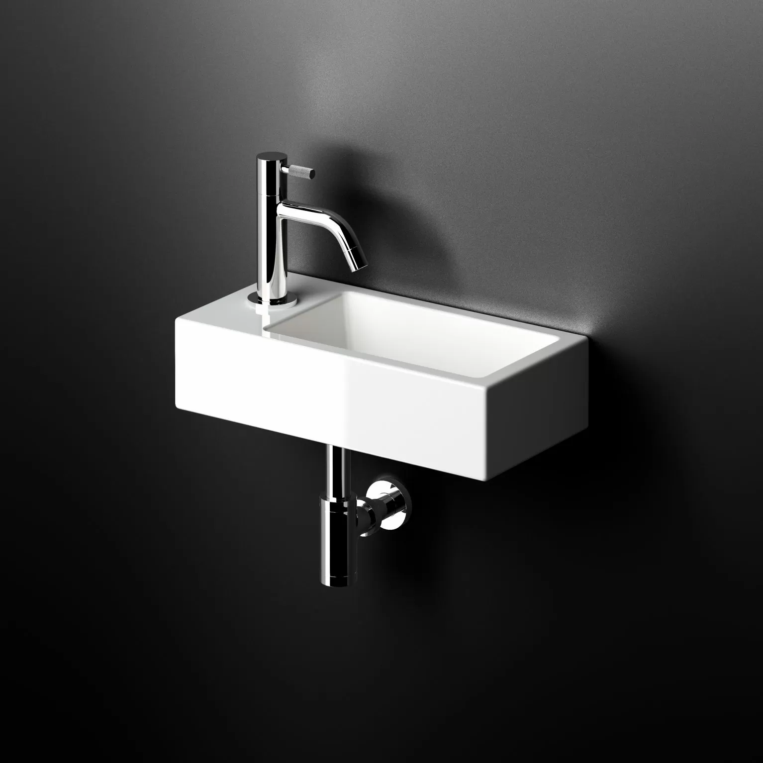 Clou Flush 3 keramische fontein 36cm met kraangat links wit glans