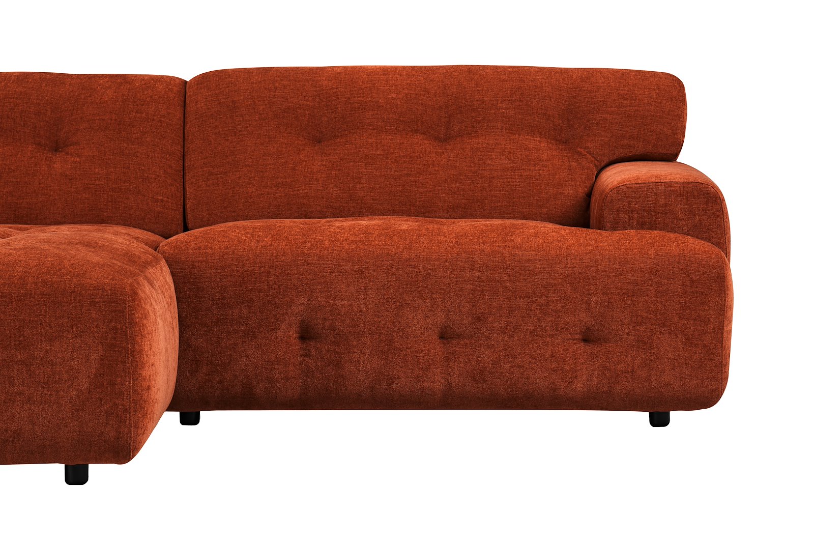 Bob sofa 1,5-seter med sjeselong venstre. Tekstil City 54 Bronze med sorte ben