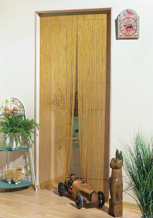 Rideau de porte bâtonnets bambou juste vernis L.120 x l.220cm