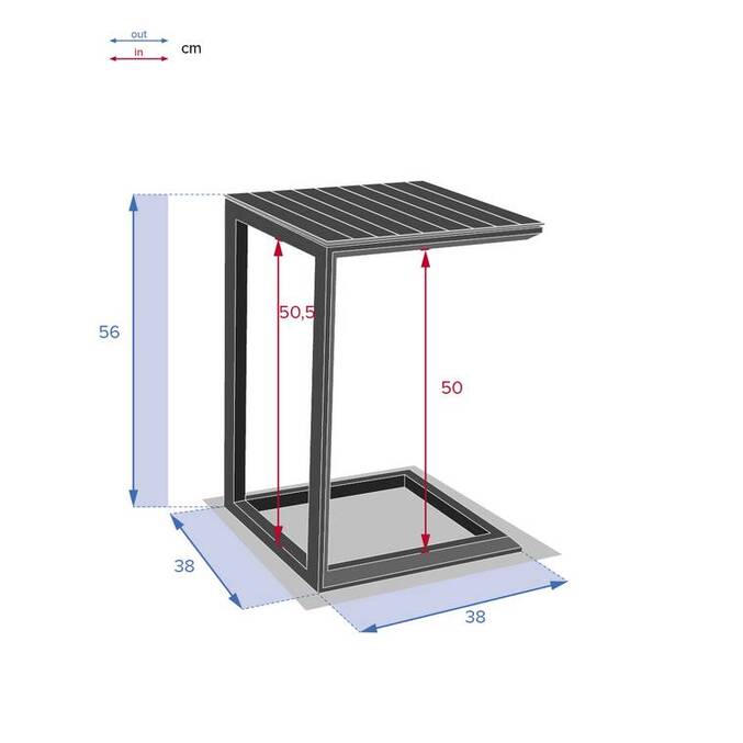 Table d'appoint de jardin carré EVASION Argile