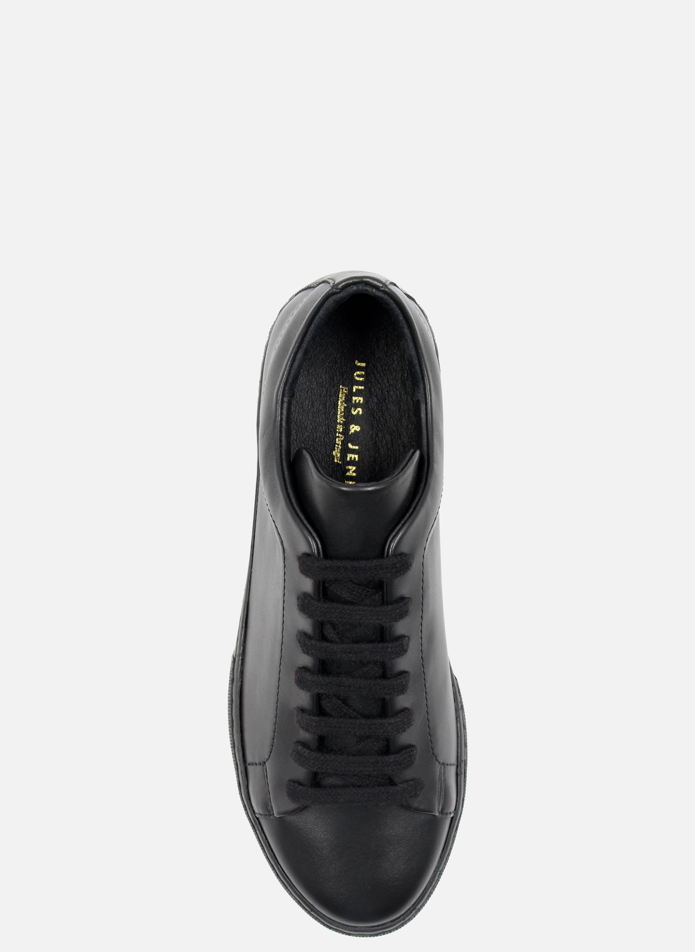 Tennis lacet cuir lisse | Noir