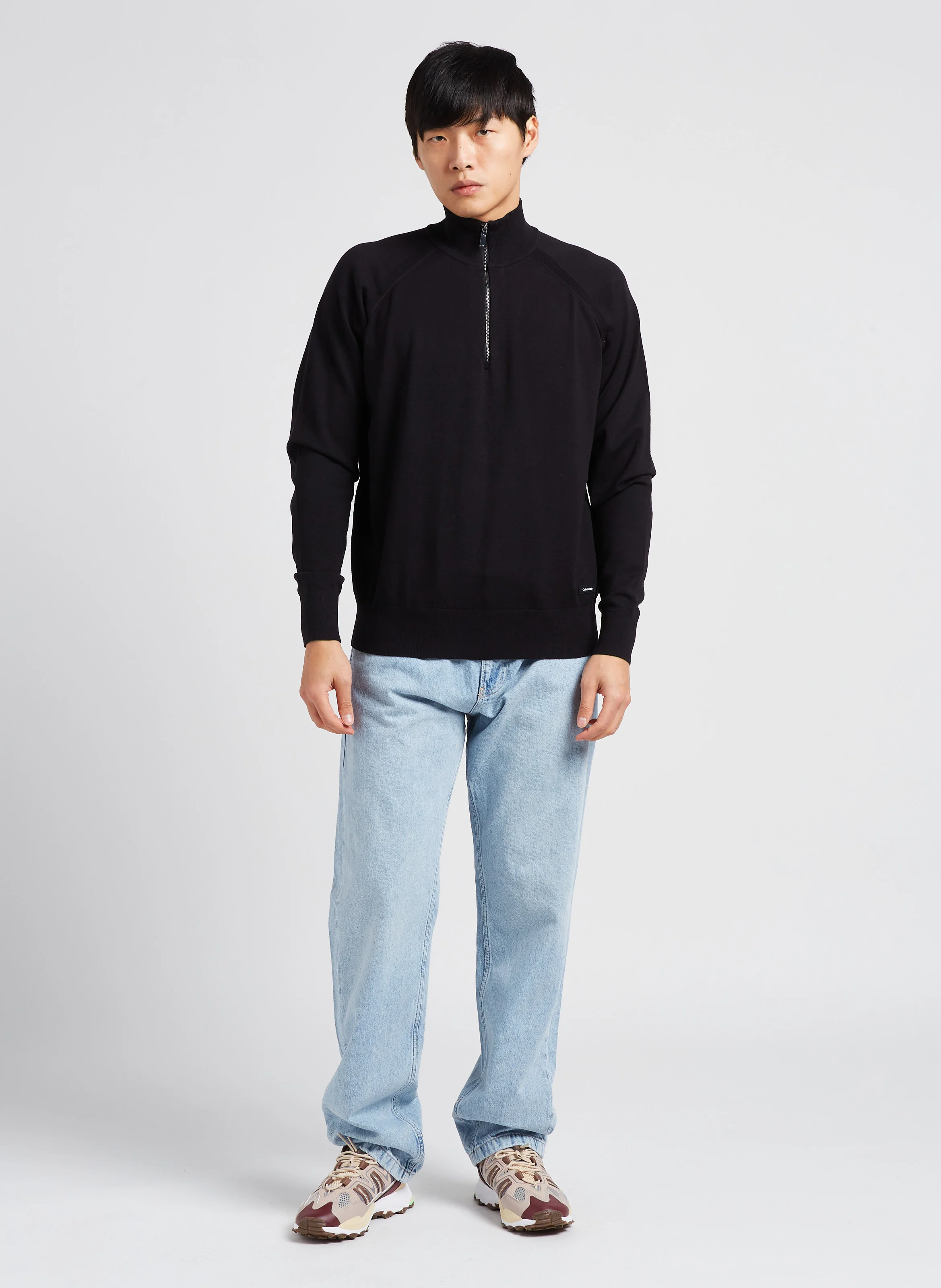 Pull droit col montant zippé | Gris