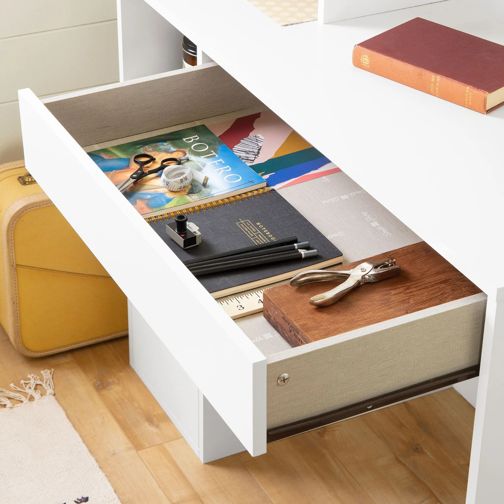 South Shore Table de Bricolage avec Huche - Crea Blanc solide