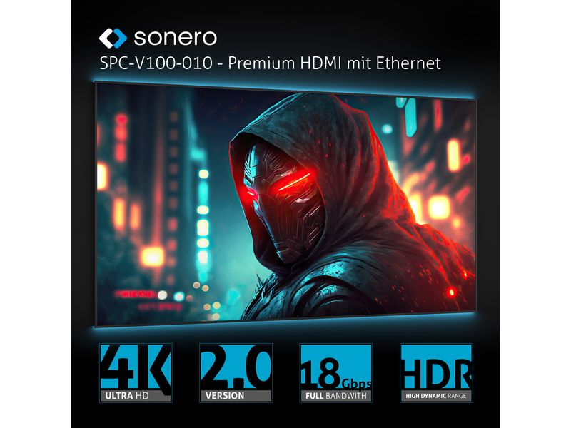 sonero Kabel USB Type-C - HDMI, 2 m USB-C auf HDMI Kabel - 4K60, 18 GBps – grau/schwarz - 1.00m