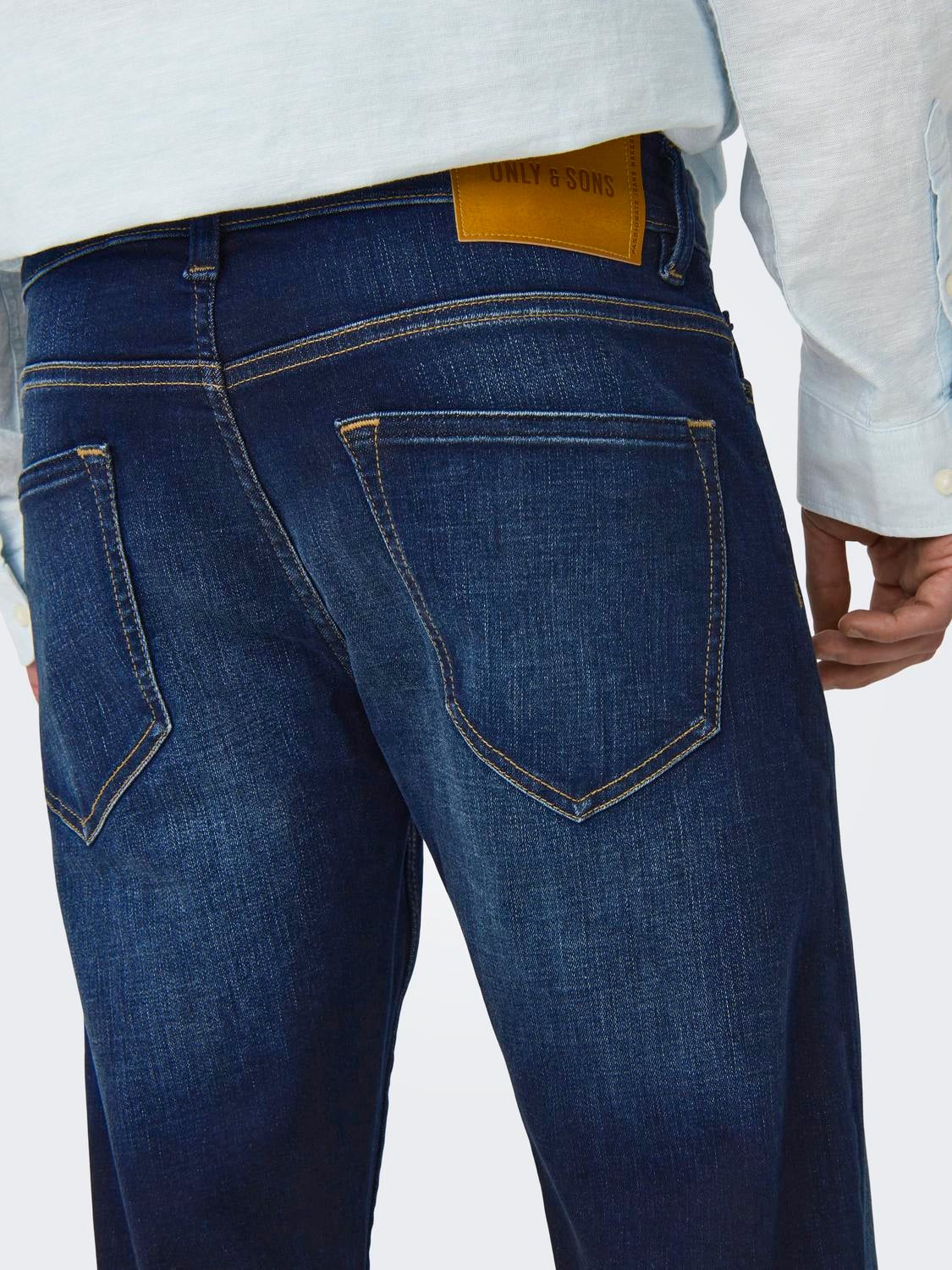 ONSLOOM Niedrige Taille Slim Fit Jeans Dark Blue Denim