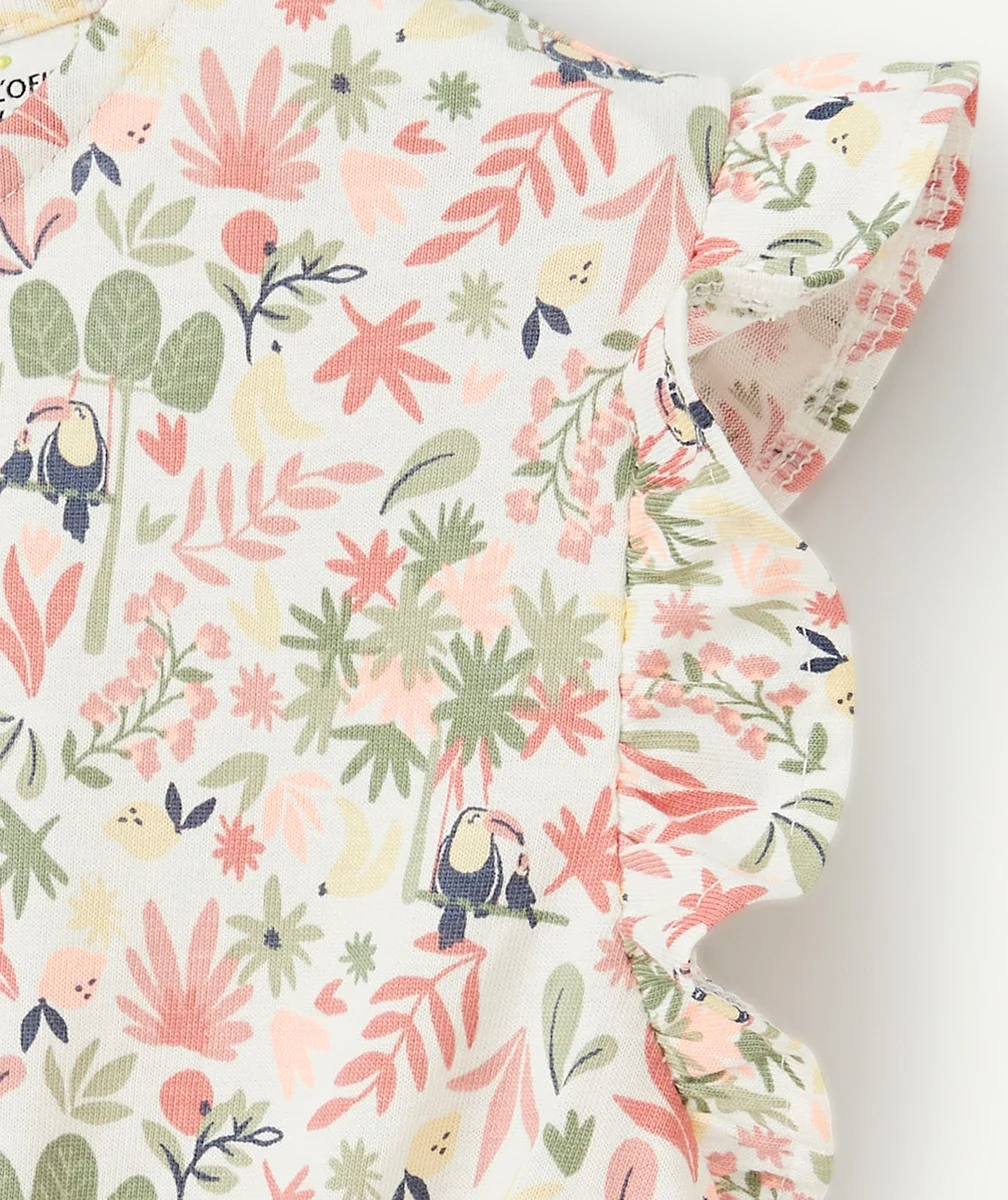 ROBE BÉBÉ FILLE IMPRIMÉ TROPICAL EN COTON BIOLOGIQUE