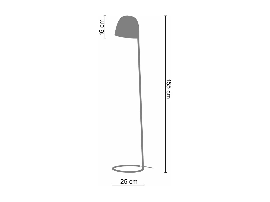 Lampadaire pied rond articulé métal doré 155 cm.