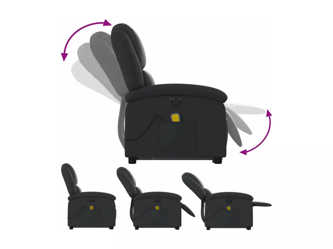 Fauteuil inclinable de massage électrique noir cuir véritable