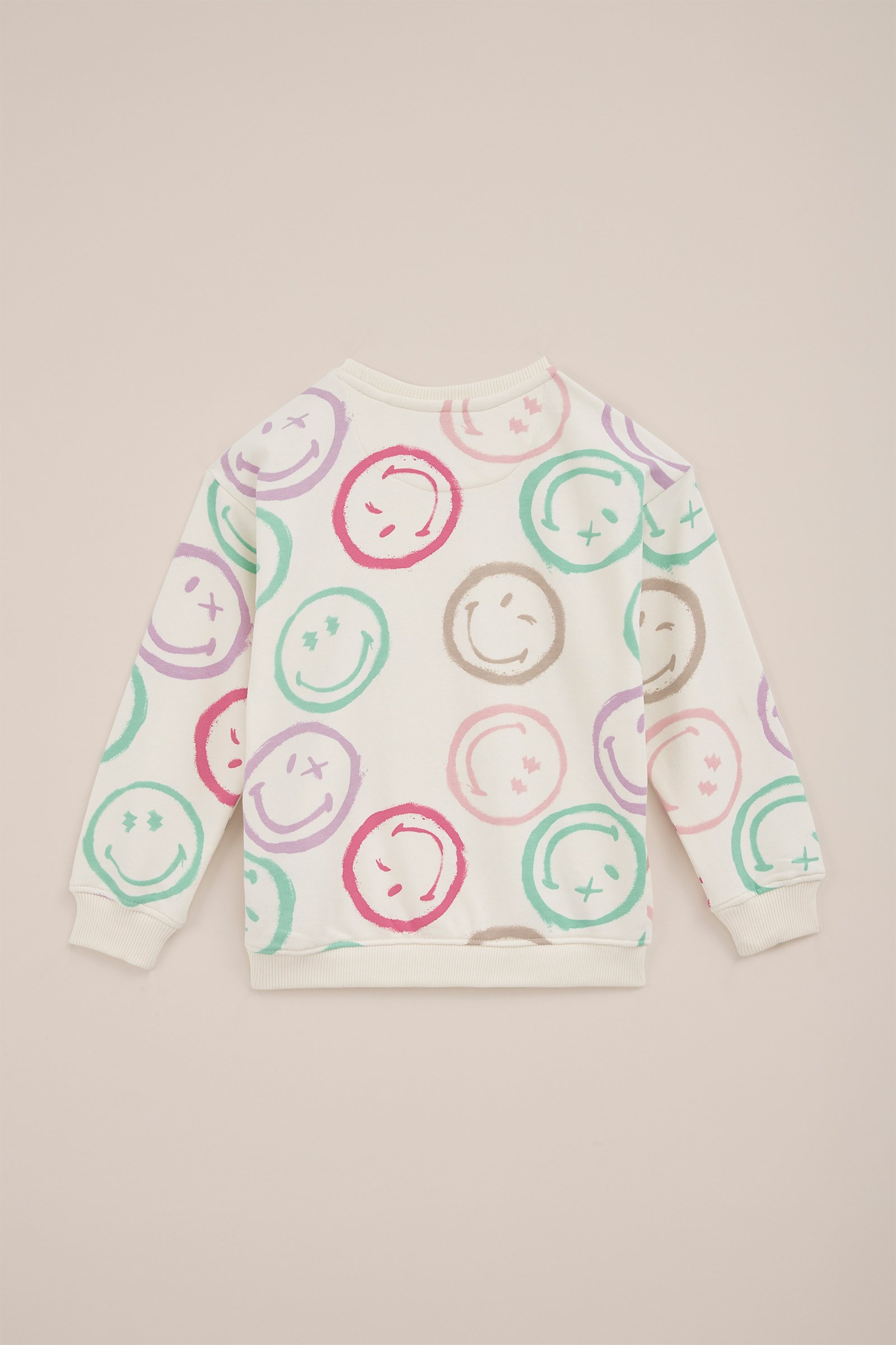 Meisjes SmileyWorld® trui met dessin WE Fashion Gebroken wit