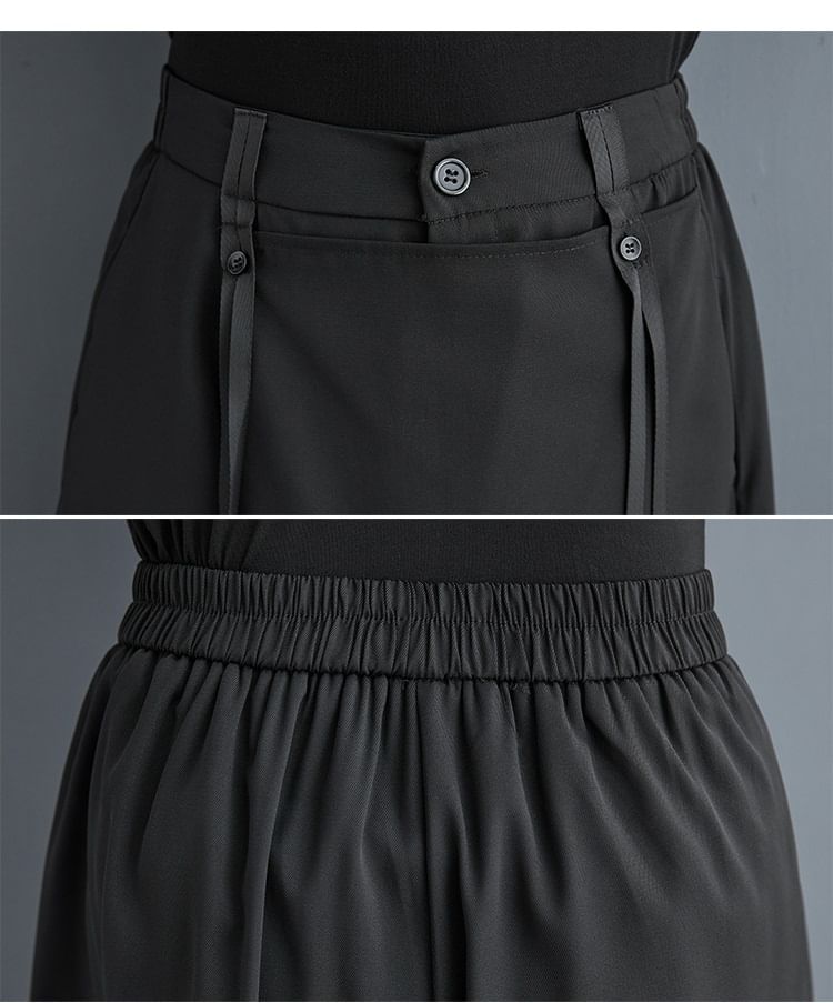 Lewwe - Hoge taille effen asymmetrische cropped culottes