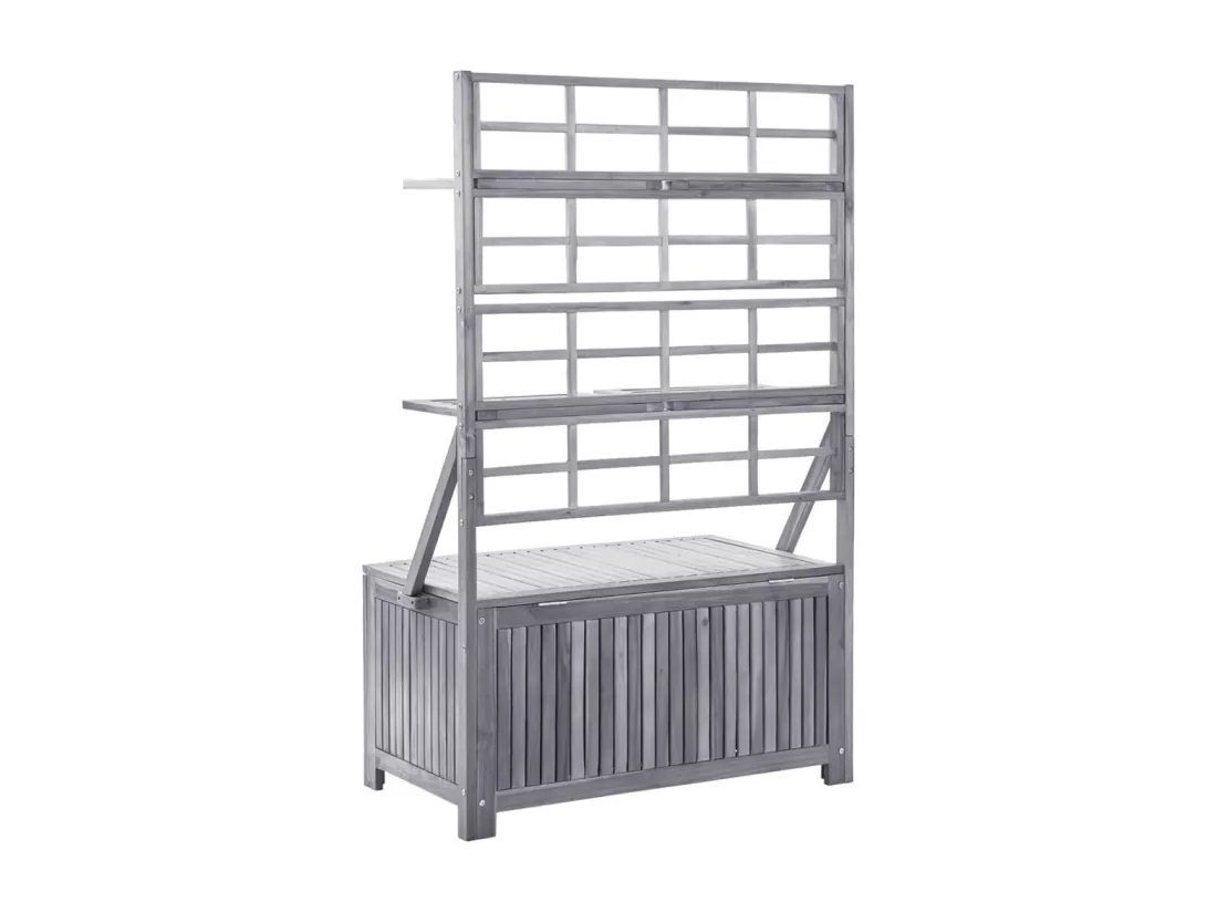 Boîte de rangement avec treillis Gris 99x55x160cm Acacia solide