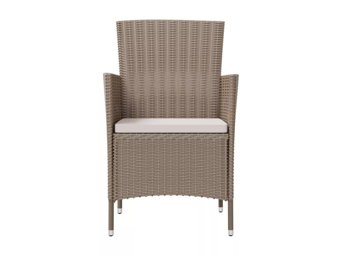 Ensemble à manger d'extérieur 3 pcs et coussins Résine tressée