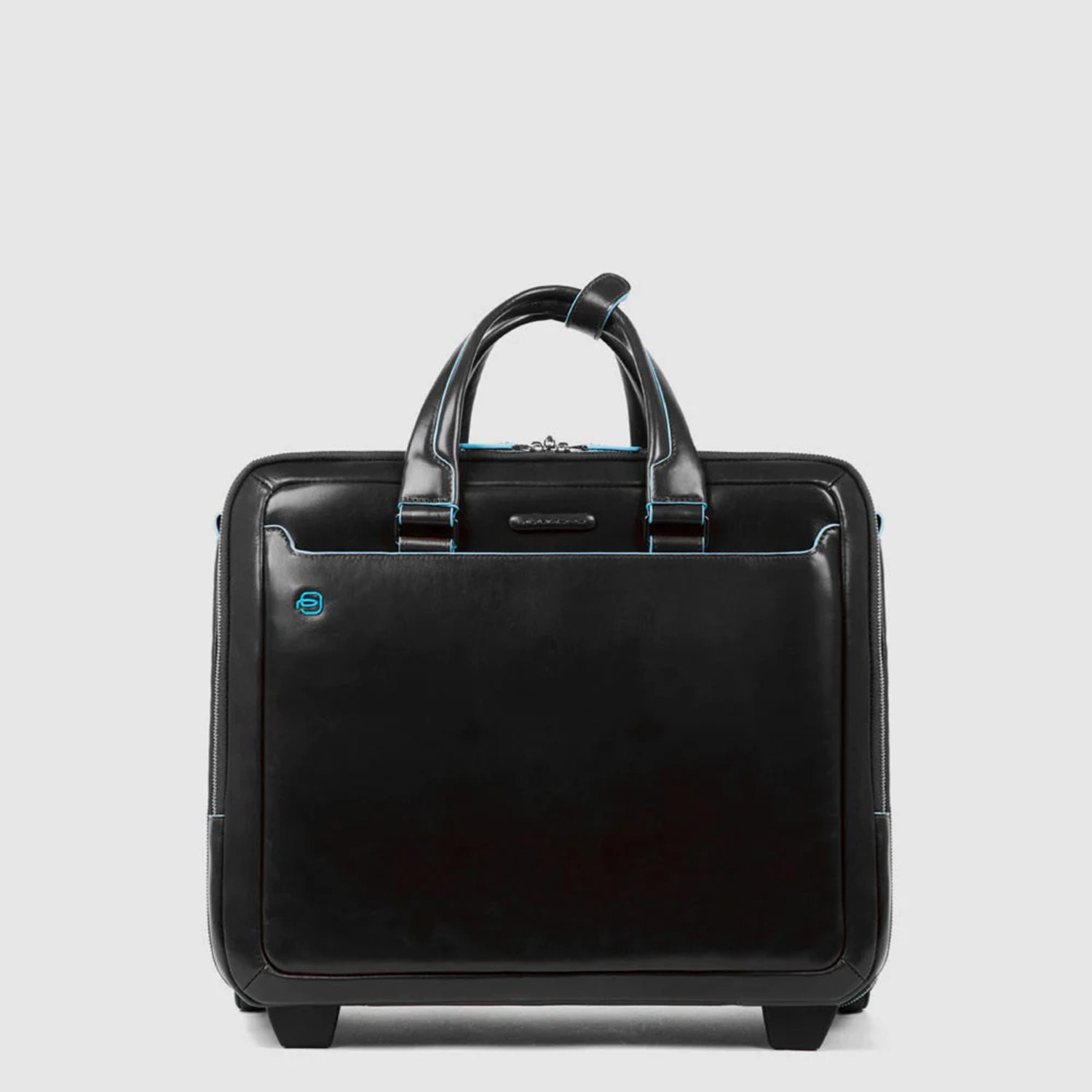 Piquadro Black Square Briefcase with wheels 2 compartments black