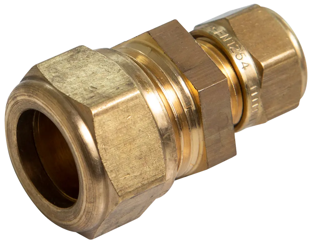 Kompressions kobling lige 15 x 10 mm - messing