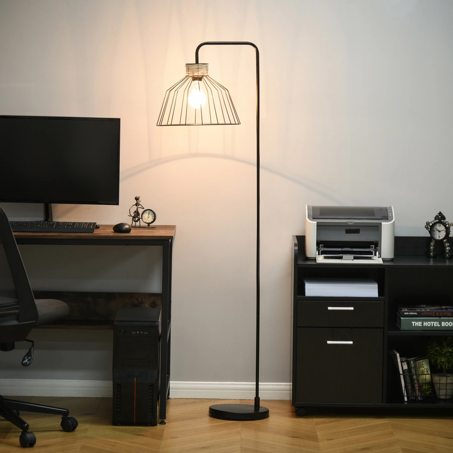 HOMCOM Stehlampe mit Kabel schwarz
