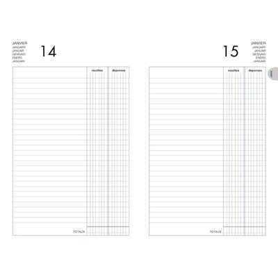 Agenda perpétuel Lecas Recettes-Dépenses - 1 jour par page - 14 x 22 cm - noir