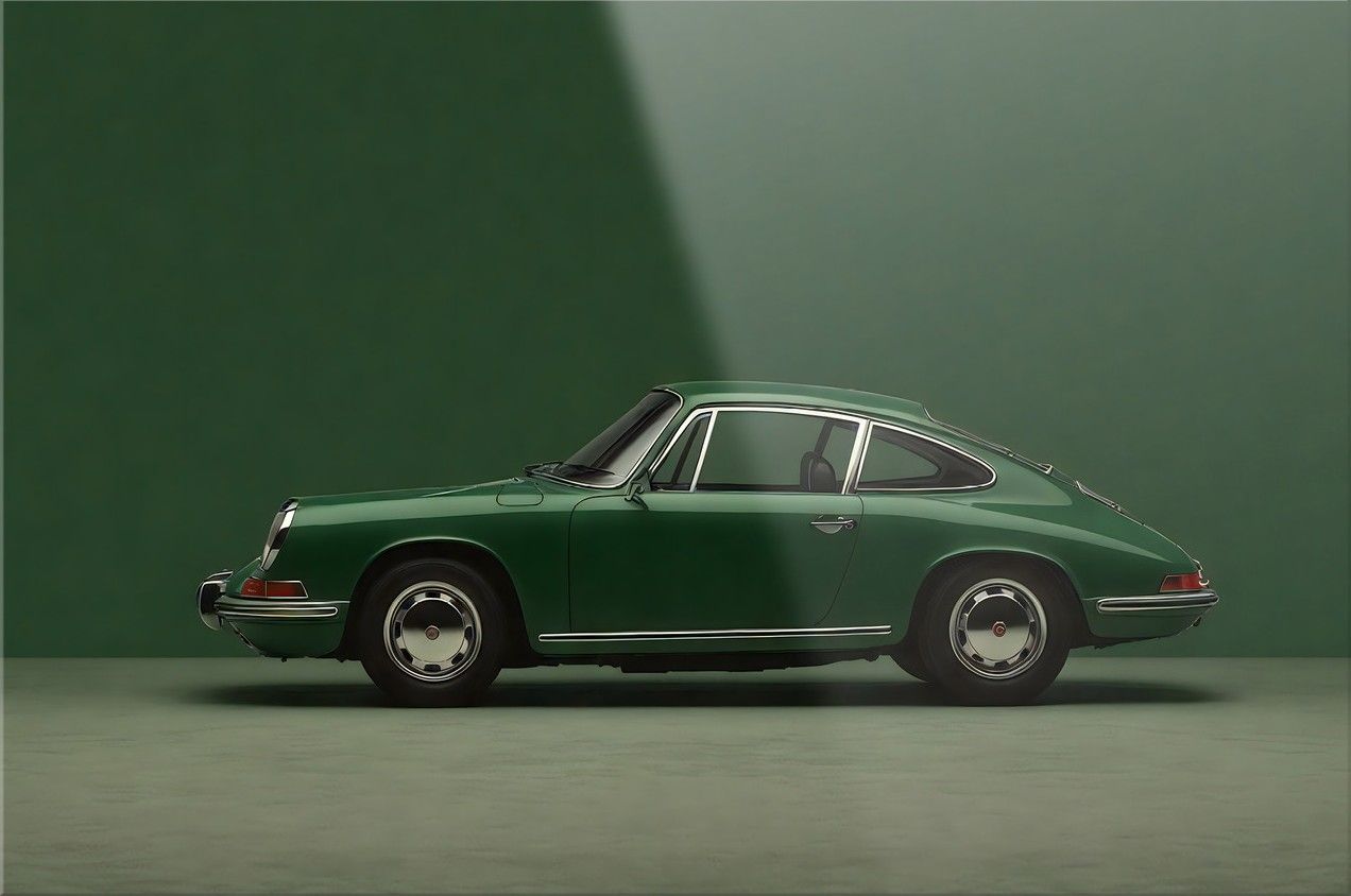 Glasschilderij Green Porsche