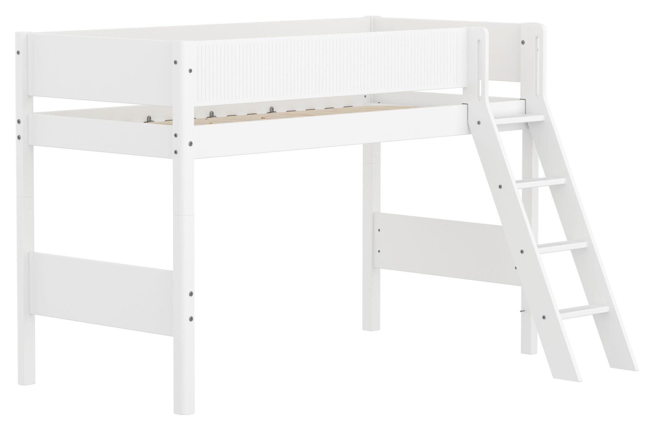 Flexa WHITE Mittelhochbett - Weiss / B: 159.0 cm x T: 210.0 cm x H: 143.0 cm